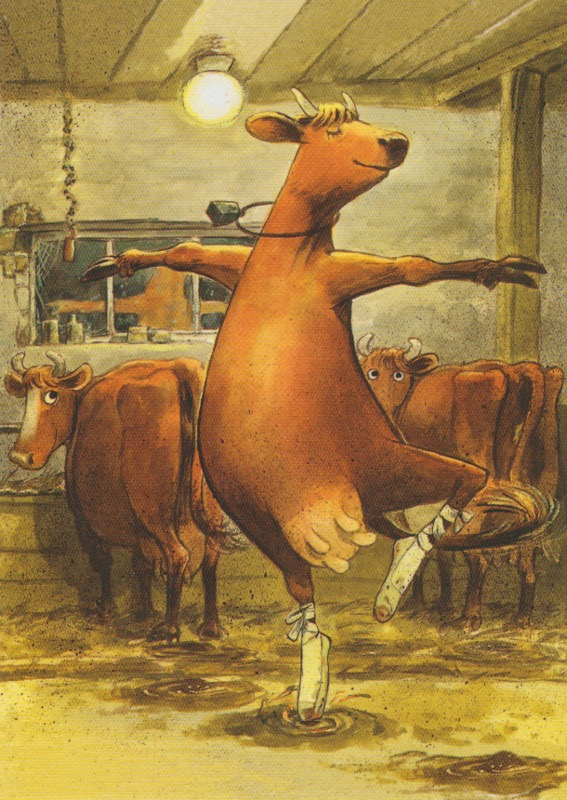 Postkarte - tanzende Kuh